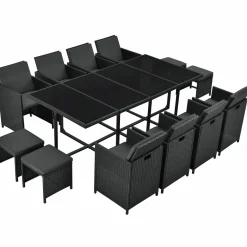 Markenlos Baracoa XXL Polyrattan schwarzes Diningset< Gartenmöbel Sets