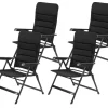 Markenlos Bardi 7-Positionen Black Luxus-Klappstuhl - Set von 4< Campingstühle Mit Verstellbarer Rückenlehne|Klappstühle