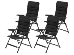 Markenlos Bardi 7-Positionen Black Luxus-Klappstuhl - Set von 4< Campingstühle Mit Verstellbarer Rückenlehne|Klappstühle