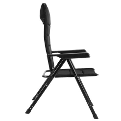 Markenlos Bardi 7-Positionen Black Luxus-Klappstuhl - Set von 4< Campingstühle Mit Verstellbarer Rückenlehne|Klappstühle