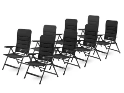 Markenlos Bardi 7-Positionen Black Luxus-Klappstuhl - Set von 4< Campingstühle Mit Verstellbarer Rückenlehne|Klappstühle