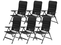 Markenlos Campingstühle Mit Verstellbarer Rückenlehne|Klappstühle^Bardi 7-Positionen Black Luxus-Klappstuhl - Set von 4