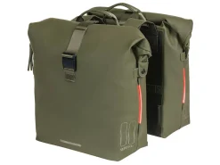 Basil Fahrrad Zubehör|Fahrradtaschen-SoHo Nordlicht Doppelfahrradtasche - Olive Green