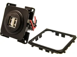 Markenlos BBA doppelte USB Einbausteckdose - black< Usb Steckdosen 12V