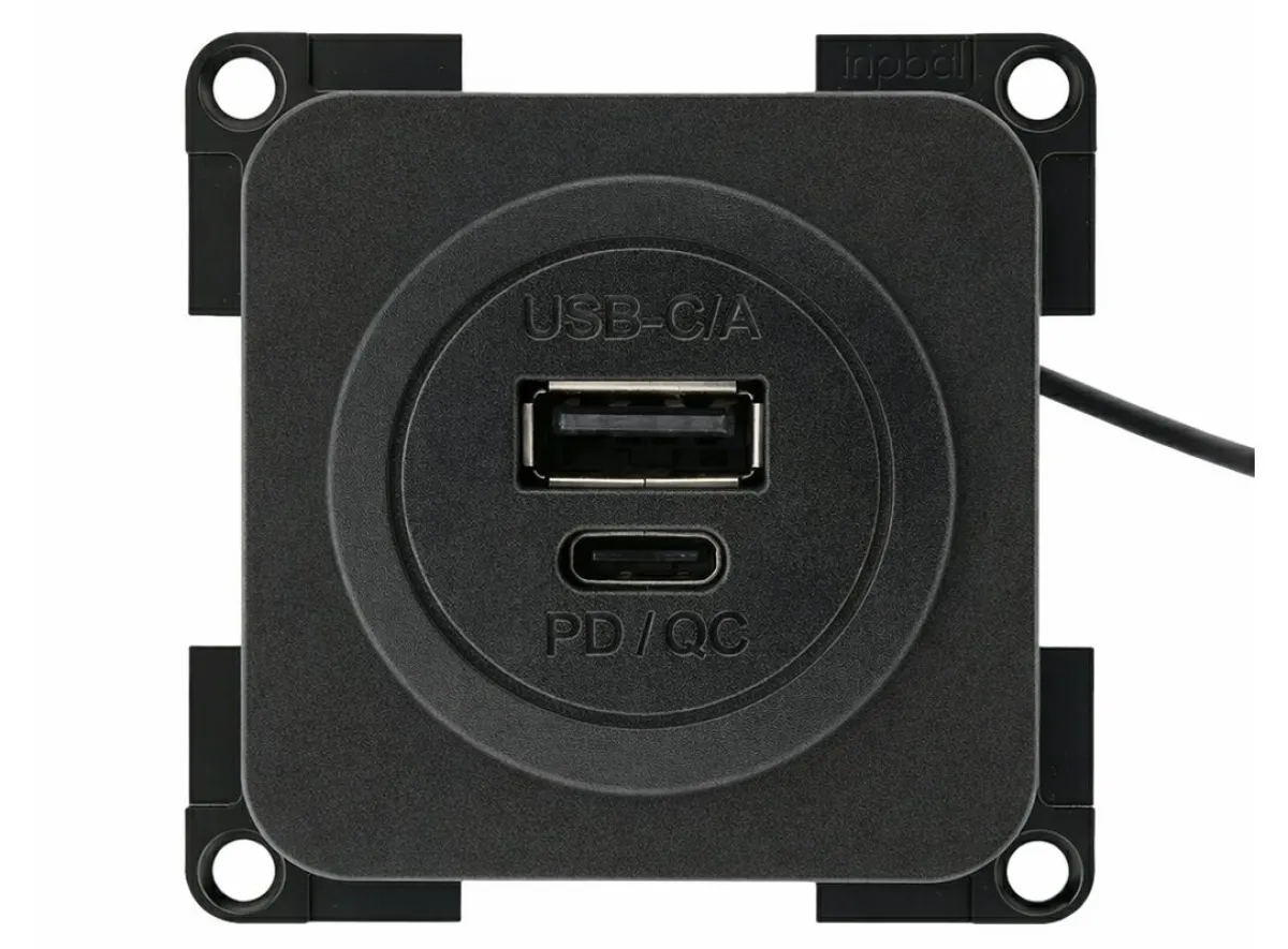 Markenlos BBA 2x USB-C Einbaudose - black< Usb Steckdosen 12V