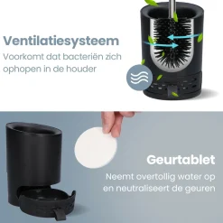 Markenlos 2BEHOME WC-Bürste mit Halter - Black< Toiletten Zubehör