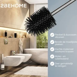 Markenlos 2BEHOME WC-Bürste mit Halter - Black< Toiletten Zubehör