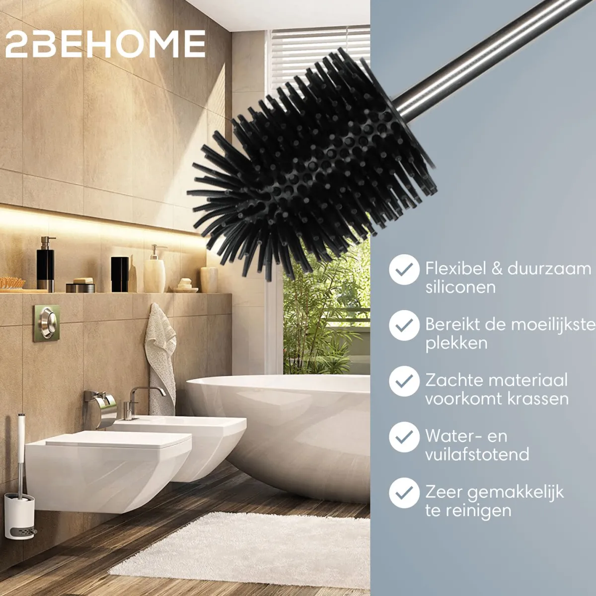 Markenlos 2BEHOME WC-Bürste mit Halter - Black< Toiletten Zubehör