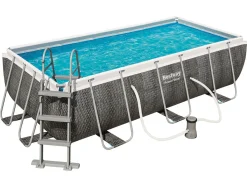 Bestway 404 cm Power Steel Rattan Rahmenpoolset< Aufstellpools