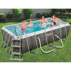 Bestway 404 cm Power Steel Rattan Rahmenpoolset< Aufstellpools