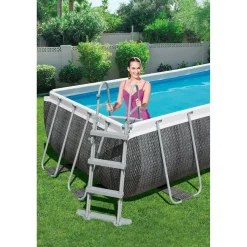 Bestway 404 cm Power Steel Rattan Rahmenpoolset< Aufstellpools