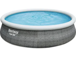 Bestway Aufblasbare Pools-Fast Set Ø457 cm Rattanpool mit Pumpe und Stufen