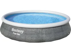 Bestway Fast Set Rattan Ø396 cm Pool mit Pumpe< Aufblasbare Pools