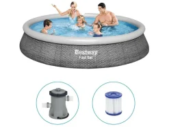Bestway Fast Set Rattan Ø396 cm Pool mit Pumpe< Aufblasbare Pools