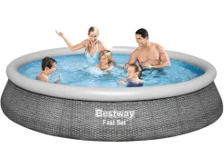 Bestway Fast Set Rattan Ø396 cm Pool mit Pumpe< Aufblasbare Pools