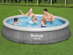 Bestway Fast Set Rattan Ø396 cm Pool mit Pumpe< Aufblasbare Pools