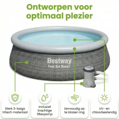 Bestway Aufblasbare Pools-Fast Set 396x84cm Pool – 3-teilig