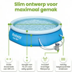 Bestway Aufblasbare Pools-fast set 305x76cm pool – 3-teilig