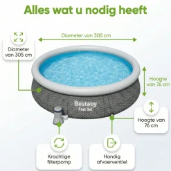 Bestway Fast Set 366x76cm Pool – 3-teilig< Aufblasbare Pools
