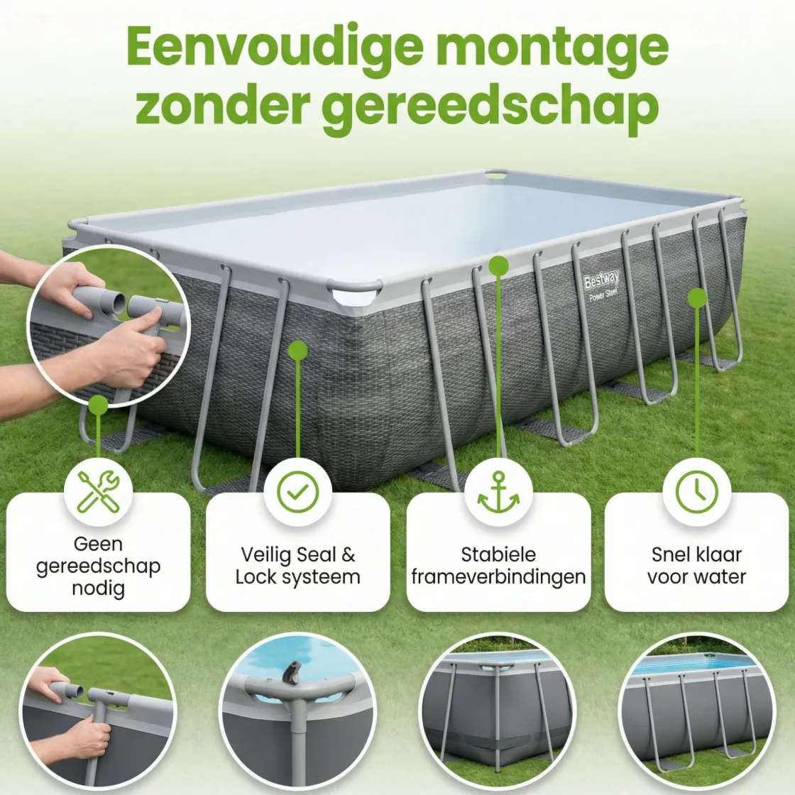 Bestway Aufstellpools-Power Steel 549x274x122cm Pool – 5-teilig