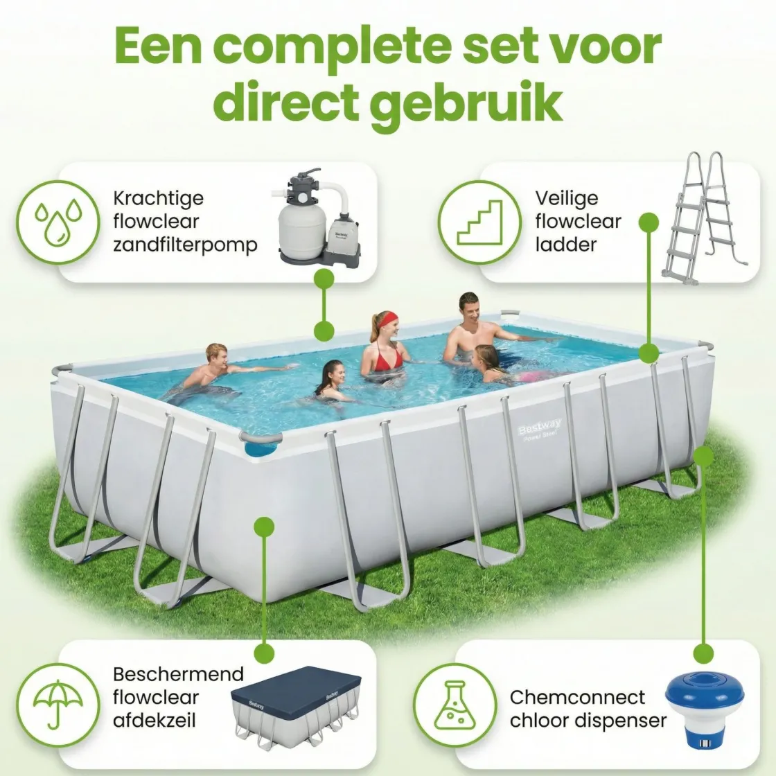 Bestway Aufstellpools-power steel 549x274x122cm pool – 5-teilig