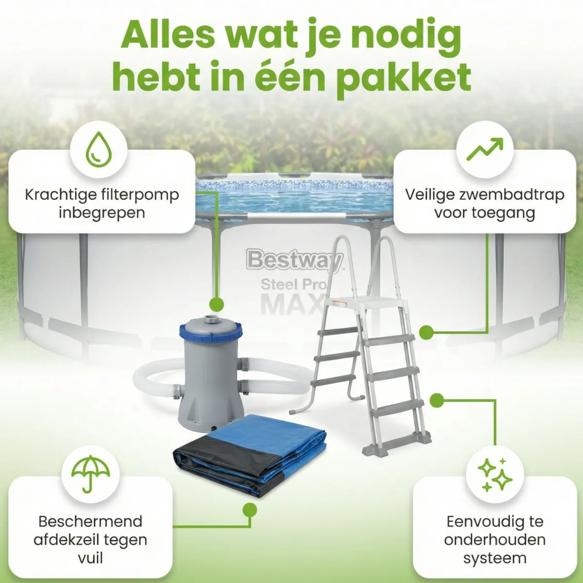Bestway steel pro max 457x122cm pool – 5-teilig< Aufstellpools