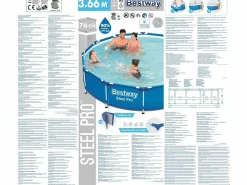 Markenlos Aufstellpools^Bestway Steel Pro Pool – Ø366x76 cm – Blau