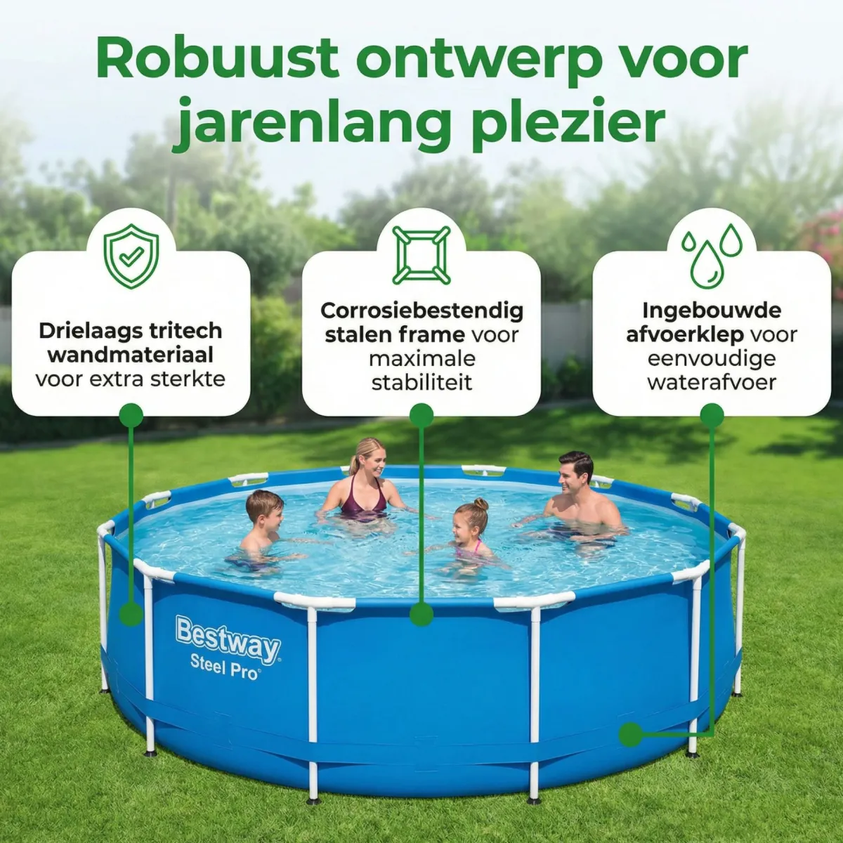 Bestway steel pro 366x76cm pool – 3-teilig< Aufstellpools