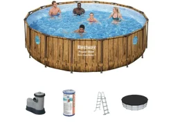 Bestway swim vista 488x122cm pool holz – 5-teilig< Aufstellpools
