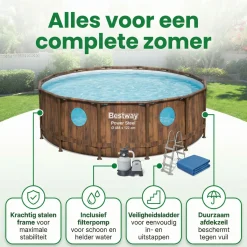 Bestway swim vista 488x122cm pool holz – 5-teilig< Aufstellpools