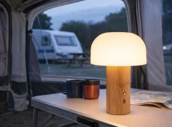Bo-Camp Campinglampen Aufladbar|Campinglampen Aufladbar-Nasstington Bambus-Tischlampe