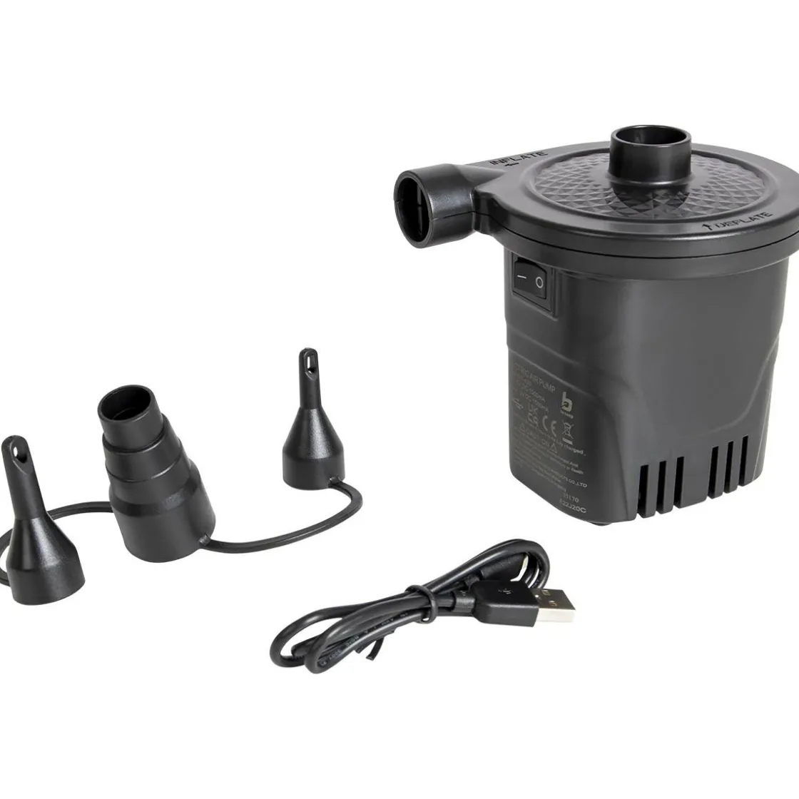 Bo-Camp Camping Luftpumpen-USB 250 ltr/min Elektrische Wiederaufladbare Pumpe