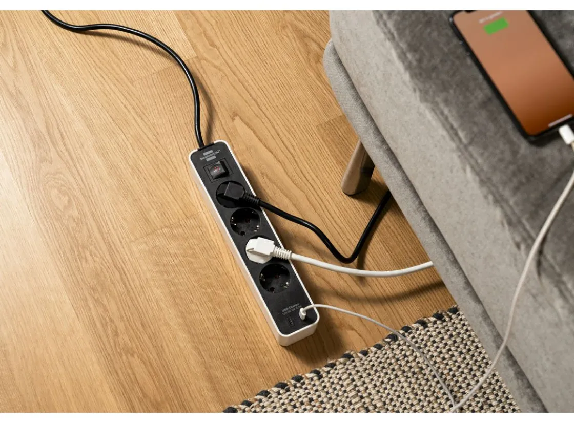 Brennenstuhl Schuko Steckdosen^Ecolor Steckdosenleiste mit 2 USB-C Ladesteckdosen - White