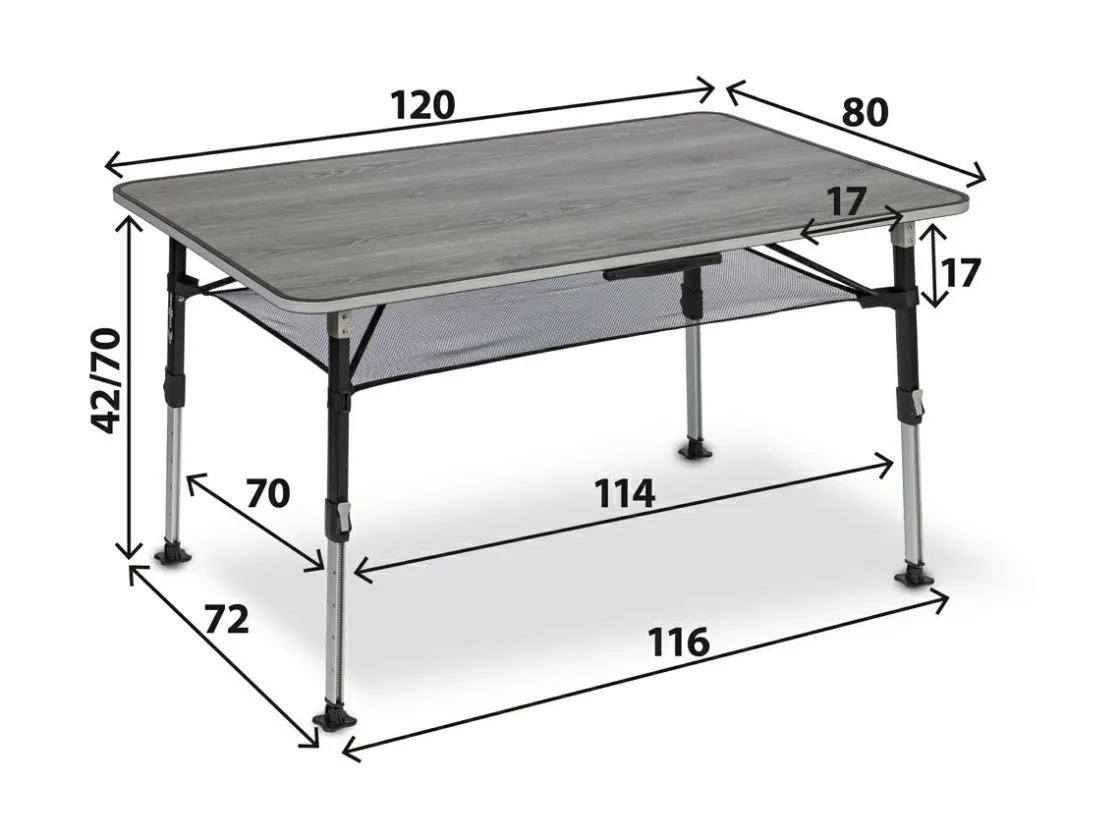 Brunner Höhenverstellbare Campingtische-ELù NG Campingtisch - 120 x 80 cm