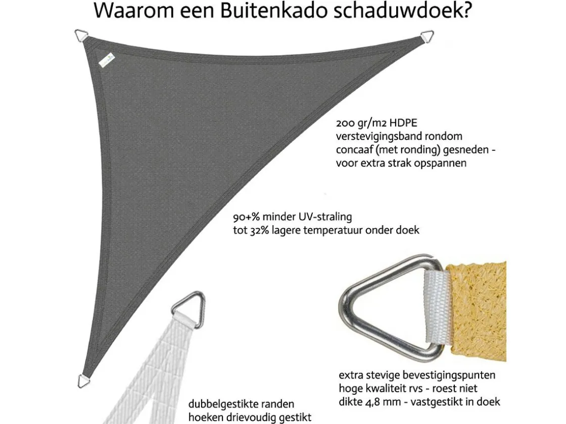 Buitenkado Sonnensegel|Sonnensegel-3.5 x 4 wasserdicht Sonnensegel - taupe