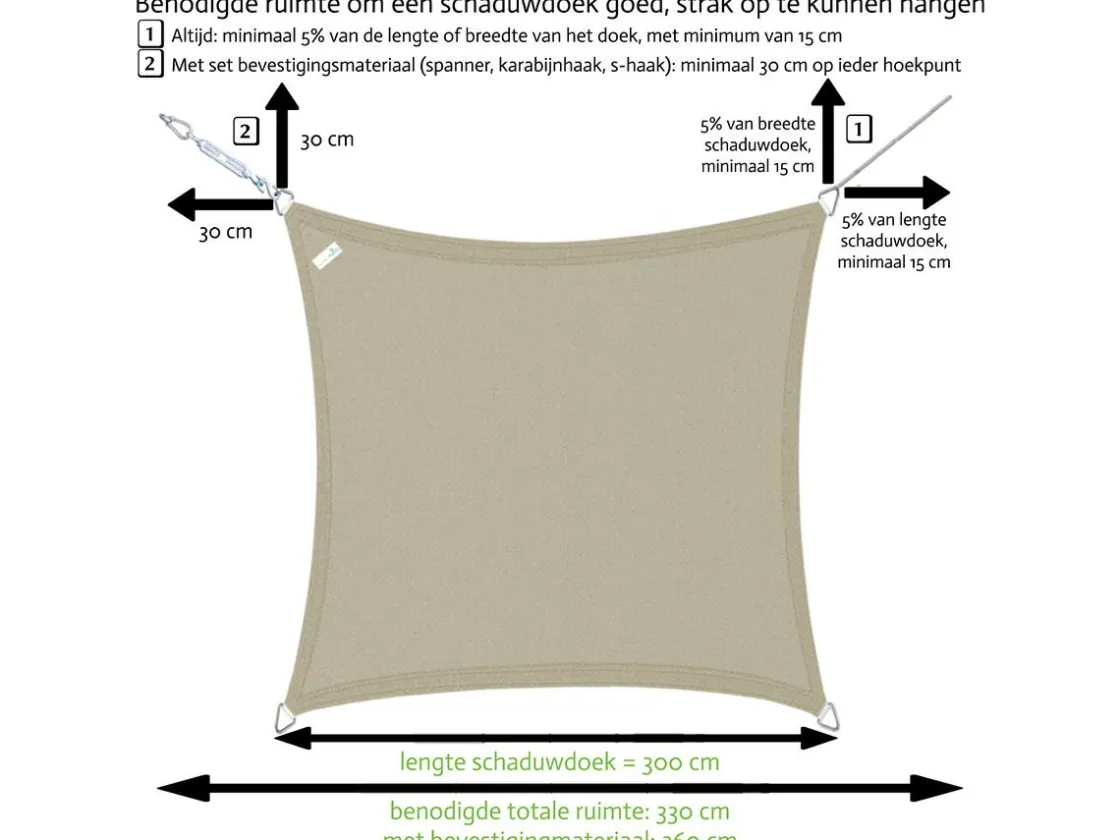 Buitenkado Sonnensegel|Sonnensegel-2.5 x 2.5 x 3.5 HDPE Sonnensegel - taupe