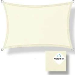 Buitenkado Sonnensegel|Sonnensegel-3x3.5 HPDE Sonnensegelset - cream white