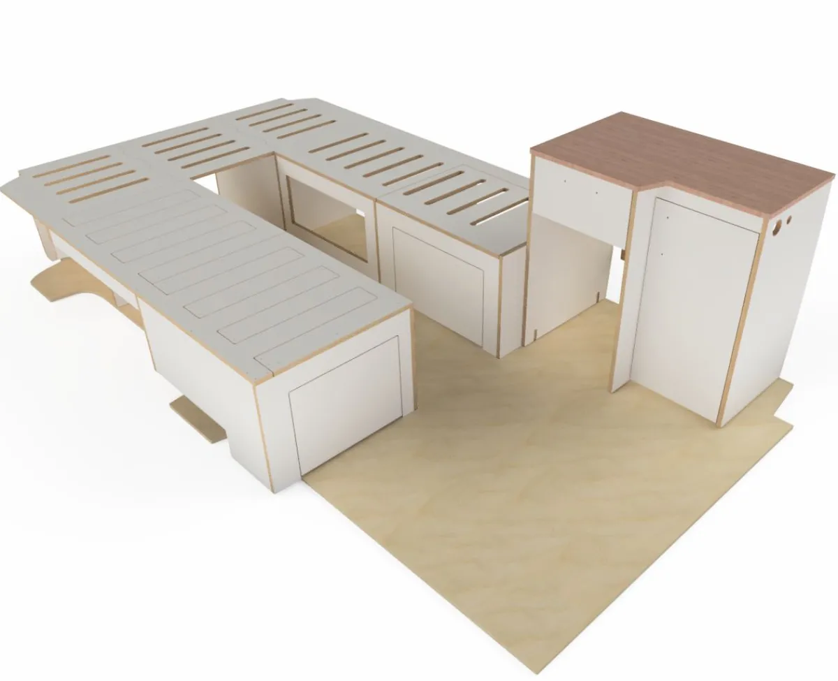 Markenlos Camper Meubilair T5/T6 Kurz Wohnmobil Set< Campingboxen