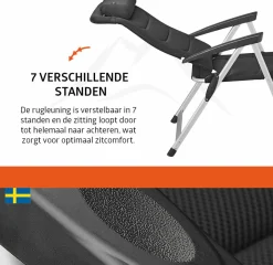 Campout Campingstühle Mit Verstellbarer Rückenlehne|Klappstühle-Colibri Hybrid Set von 2 Klappstuhle - Black