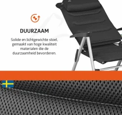 Campout Campingstühle Mit Verstellbarer Rückenlehne|Klappstühle-Colibri Hybrid Set von 2 Klappstuhle - Black