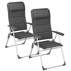 Campout Campingstühle Mit Verstellbarer Rückenlehne|Klappstühle-Regent Set von 2 Klappstuhle - Grey
