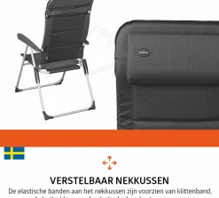 Campout Campingstühle Mit Verstellbarer Rückenlehne|Klappstühle-Regent Set von 2 Klappstuhle - Grey