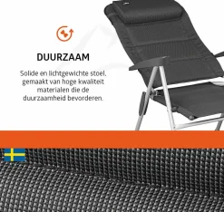 Campout Campingstühle Mit Verstellbarer Rückenlehne|Klappstühle-Regent Set von 2 Klappstuhle - Grey