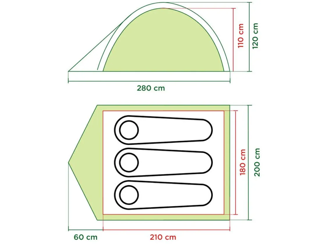 Coleman 3 Personen Kuppelzelte|Zelt 3 Personen-Darwin 3 Grey Kuppelzelt