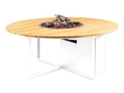 Cosi Gartentische^Fires loft 120 round Feuertisch - White/Teak