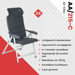 Crespo AA-237 Air-Elite Compact Grey Klappstuhl< Campingstühle Mit Verstellbarer Rückenlehne|Klappstühle