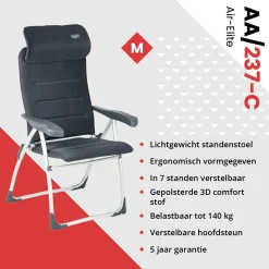Crespo AA-215 Air-Elite Compact Grey Klappstuhl< Campingstühle Mit Verstellbarer Rückenlehne|Klappstühle