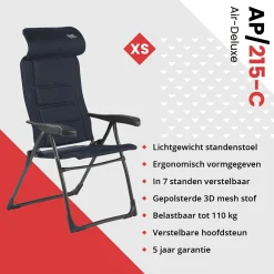 Crespo Campingstühle Mit Verstellbarer Rückenlehne|Klappstühle-AP-215 Air-Deluxe Compact Blue Klappstuhl