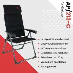 Crespo AP-213 Compact Black Klappstuhl< Campingstühle Mit Verstellbarer Rückenlehne|Klappstühle