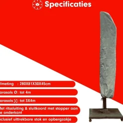CUHOC Sonnenschirmhüllen-Diamond 280 x 81 x 30 cm Ampelschirmhülle